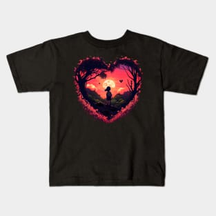 Anime Girl lost Love two Emblem Kids T-Shirt